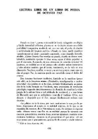 Lectura libre de un libro de poesía de Octavio Paz  / Juan Liscano  | Biblioteca Virtual Miguel de Cervantes
