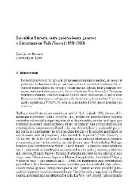 La crítica literaria entre generaciones, géneros y literaturas en "Vida Nueva" (1898-1900)  / Patricia McDermott | Biblioteca Virtual Miguel de Cervantes