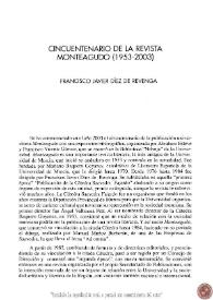 Cincuentenario de la revista "Monteagudo" (1953-2003) / Francisco Javier Díez de Revenga | Biblioteca Virtual Miguel de Cervantes