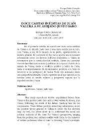 Doce cartas inéditas de Juan Valera a su ahijado Justo Saro / Enrique Rubio Cremades | Biblioteca Virtual Miguel de Cervantes