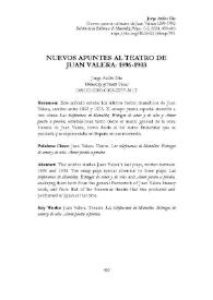 Nuevos apuntes al teatro de Juan Valera: 1896-1903 / Jorge Avilés Diz | Biblioteca Virtual Miguel de Cervantes