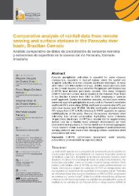 Comparative analysis of rainfall data from remote sensing and surface stations in the Paracatu river basin, Brazilian Cerrado / Maycow Douglas de Oliveira Silva, Paulo Sérgio Cardoso Batista, Sharrine Omari D. de Oliveira Marra, Marinaldo Loures Ferreira | Biblioteca Virtual Miguel de Cervantes