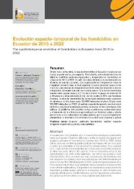 Evolución espacio-temporal de los homicidios en Ecuador de 2015 a 2022  / Karina Lalangui Vivanco, Christian Sánchez-Carrillo, Emmanuelle Quentin | Biblioteca Virtual Miguel de Cervantes