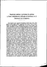 Acepciones castizas y corrientes de palabras y frases indebidamente calificadas de familiares en el Diccionario de la Academia  / Eduardo de Huidobro | Biblioteca Virtual Miguel de Cervantes