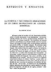 La fonética y sus posibles aplicaciones en un curso universitario de "Lengua española" / Manuel Alvar | Biblioteca Virtual Miguel de Cervantes