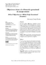Objeciones éticas a la "Donación gestacional de cuerpo entero" / Montserrat Crespín Perales | Biblioteca Virtual Miguel de Cervantes
