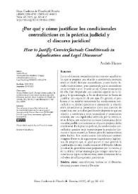 ¿Por qué y cómo justificar los condicionales contrafácticos en la práctica judicial y el discurso jurídico?  / Andrés Blanco | Biblioteca Virtual Miguel de Cervantes
