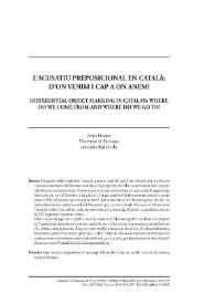 L' acusatiu preposicional en català: d’on venim i cap a on anem?   / Anna Pineda  | Biblioteca Virtual Miguel de Cervantes