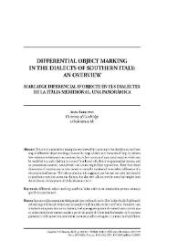 Marcatge diferencial d’objecte en els dialectes de la Itàlia meridional: una panoràmica   / Adam Ledgeway  | Biblioteca Virtual Miguel de Cervantes