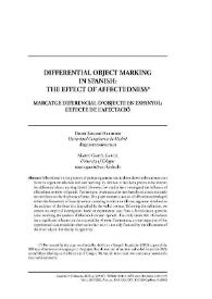 Marcatge diferencial d’objecte en espanyol: l'efecte de l'afectació   / Diego Romero Heredero, Marco García García  | Biblioteca Virtual Miguel de Cervantes