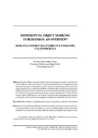 Marcatge diferencial d’objecte en romanès: una panoràmica   / Monica Alexandrina Irimia  | Biblioteca Virtual Miguel de Cervantes
