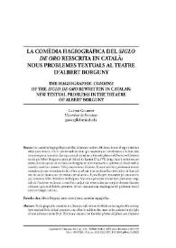 La comèdia hagiogràfica del "Siglo de Oro" reescrita en català: nous problemes textuals al teatre d’Albert Borguny   / Gaston Gilabert  | Biblioteca Virtual Miguel de Cervantes