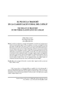 El pes de la tradició en la classificació verbal del català   / Maria-Rosa Lloret  | Biblioteca Virtual Miguel de Cervantes