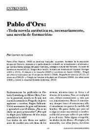 Pablo d'Ors: "Toda novela auténtica es una novela de formación"   / Carmen de Eusebio | Biblioteca Virtual Miguel de Cervantes