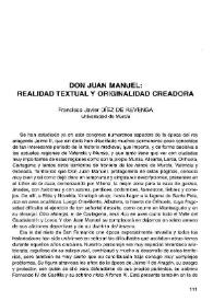 Don Juan Manuel: realidad textual y originalidad creadora / Francisco Javier Díez de Revenga | Biblioteca Virtual Miguel de Cervantes