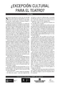 ¿Excepción cultural para el teatro? / Javier Macua | Biblioteca Virtual Miguel de Cervantes