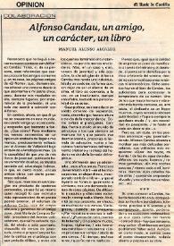 Alfonso Candau, un amigo, un carácter, un libro / Manuel Alonso Alcalde | Biblioteca Virtual Miguel de Cervantes