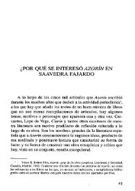 ¿Por qué se interesó "Azorín" en Saavedra Fajardo? / Francisco Díez de Revenga | Biblioteca Virtual Miguel de Cervantes